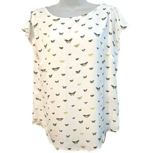 Philosophy Women's Flowy Blouse Flutter Sleeve Butterfly Print Size Medium